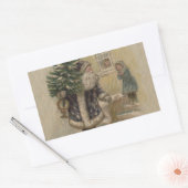 Sticker Rectangulaire Arbre de Noël vintage Père Noël (Enveloppe)