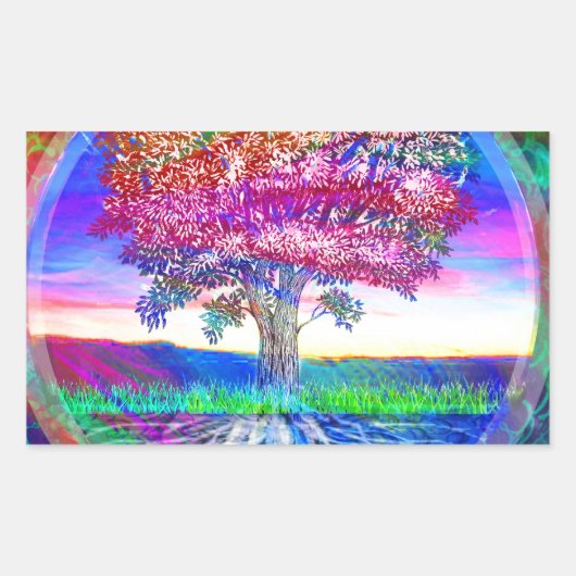 Sticker Rectangulaire Arbre des Bénédictions de la Vie (Devant)
