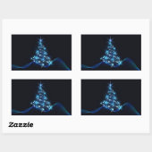 STICKER RECTANGULAIRE **ARBRE ÉLÉGANT ET BLEU POUR** NOËL (Feuille)