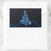 STICKER RECTANGULAIRE **ARBRE ÉLÉGANT ET BLEU POUR** NOËL (Sac)