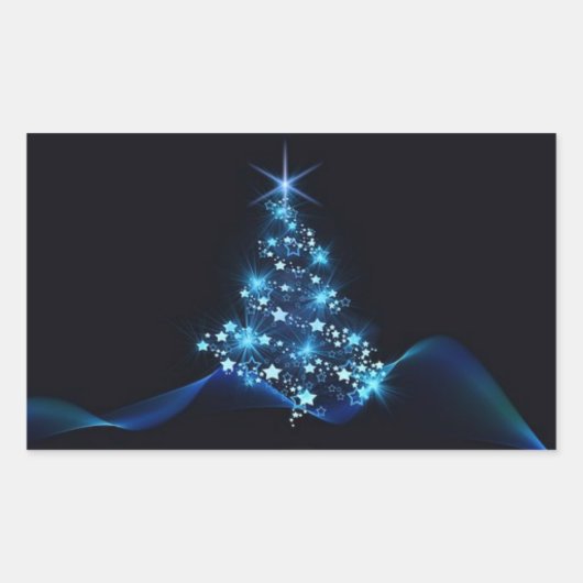 STICKER RECTANGULAIRE **ARBRE ÉLÉGANT ET BLEU POUR** NOËL (Devant)