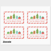 Sticker Rectangulaire Arbre et cadeaux Whimsical Joyeux Noël de (Feuille)