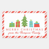 Sticker Rectangulaire Arbre et cadeaux Whimsical Joyeux Noël de (Devant)