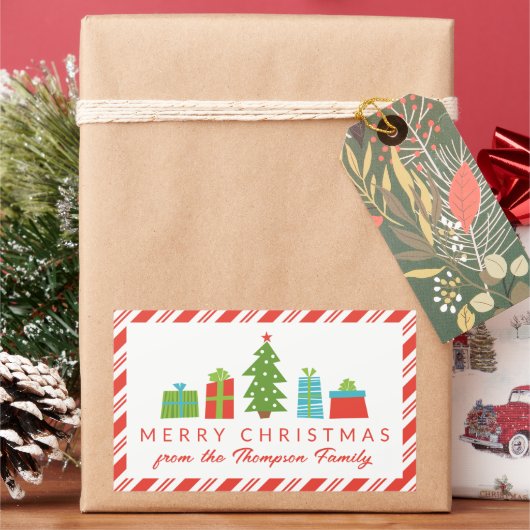Sticker Rectangulaire Arbre et cadeaux Whimsical Joyeux Noël de (vacances)
