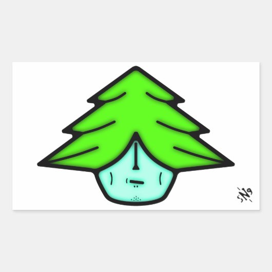 Sticker Rectangulaire Arbre guerrier (dessin animé comme visage) v1 carr (Devant)