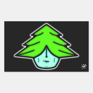 Sticker Rectangulaire Arbre guerrier (dessin animé comme visage) v2