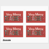 Sticker Rectangulaire Arbre léopard de professeur très joyeux Noël (Feuille)