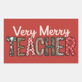 Sticker Rectangulaire Arbre léopard de professeur très joyeux Noël (Devant)