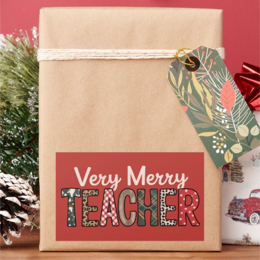 Sticker Rectangulaire Arbre léopard de professeur très joyeux Noël (vacances)