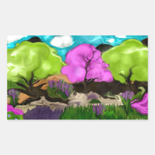 Sticker Rectangulaire Arbres à bonbons en coton d'art Abstrait
