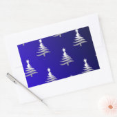 Sticker Rectangulaire Arbres de Noël Argent sur Bleu Cobalt (Enveloppe)