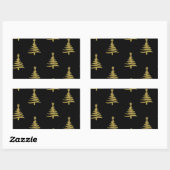 Sticker Rectangulaire Arbres de Noël en or sur noir (Feuille)