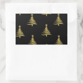 Sticker Rectangulaire Arbres de Noël en or sur noir (Sac)