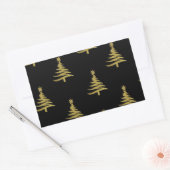 Sticker Rectangulaire Arbres de Noël en or sur noir (Enveloppe)