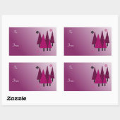 Sticker Rectangulaire Arbres de Noël lunaires (Feuille)