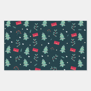 Sticker Rectangulaire Arbres de Noël Vert Profond Cadeau Parfait