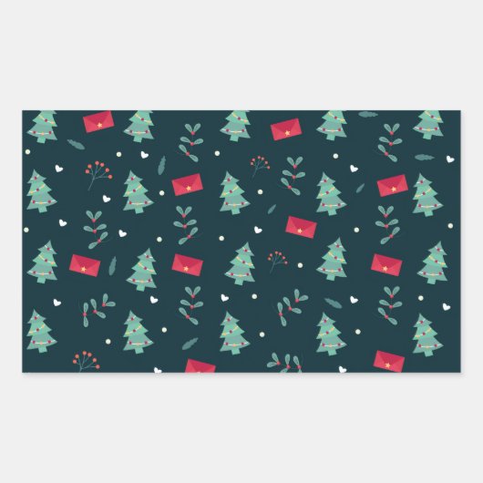 Sticker Rectangulaire Arbres de Noël Vert Profond Cadeau Parfait (Devant)