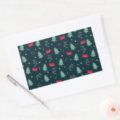 Sticker Rectangulaire Arbres de Noël Vert Profond Cadeau Parfait (Enveloppe)