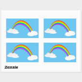 Sticker Rectangulaire Arc-en-ciel avec nuages (Feuille)