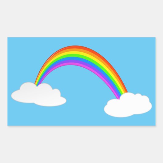 Sticker Rectangulaire Arc-en-ciel avec nuages (Devant)
