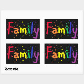 Sticker Rectangulaire Arc-en-ciel Confetti de famille en noir (Feuille)