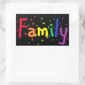Sticker Rectangulaire Arc-en-ciel Confetti de famille en noir (Sac)