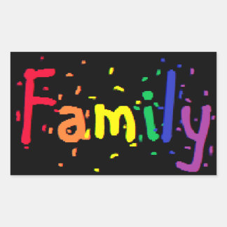 Sticker Rectangulaire Arc-en-ciel Confetti de famille en noir