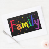 Sticker Rectangulaire Arc-en-ciel Confetti de famille en noir (Enveloppe)