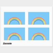 Sticker Rectangulaire Arc en ciel et ciel bleu (Feuille)