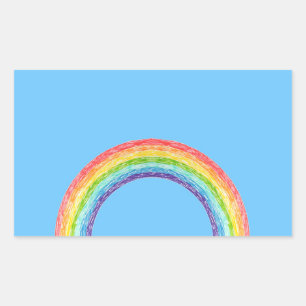 Sticker Rectangulaire Arc en ciel et ciel bleu