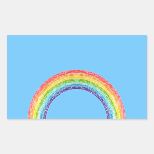Sticker Rectangulaire Arc en ciel et ciel bleu (Devant)