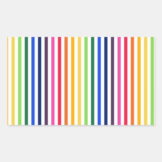 Sticker Rectangulaire Arc-en-ciel et rayures blanches (Devant)