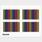 Sticker Rectangulaire Arc-en-ciel et rayures noires (Feuille)