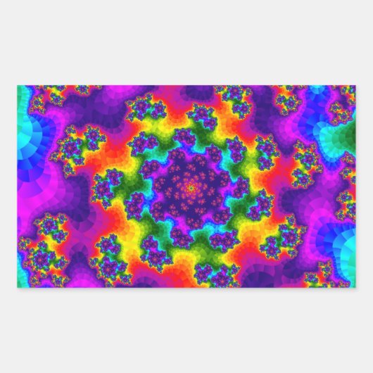 Sticker Rectangulaire Arc-en-ciel fleuri (Devant)