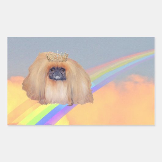 Sticker Rectangulaire Arc-en-ciel Pékinois (Devant)