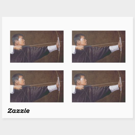 Sticker Rectangulaire Archer Bhutan (Feuille)