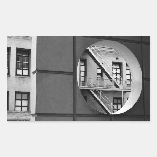 Sticker Rectangulaire Architecture circulaire et lignes Photo noir et bl (Devant)