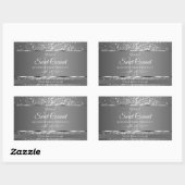Sticker Rectangulaire Argent Gris Parties scintillant Étoiles Initiales (Feuille)