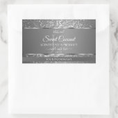 Sticker Rectangulaire Argent Gris Parties scintillant Étoiles Initiales (Sac)