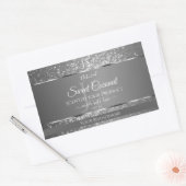 Sticker Rectangulaire Argent Gris Parties scintillant Étoiles Initiales (Enveloppe)