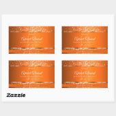 Sticker Rectangulaire Argent orange avec initiales de Parties scintillan (Feuille)