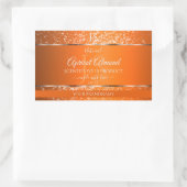 Sticker Rectangulaire Argent orange avec initiales de Parties scintillan (Sac)