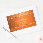 Sticker Rectangulaire Argent orange avec initiales de Parties scintillan (Enveloppe)