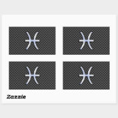 Sticker Rectangulaire Argent Poissons Zodiac Connexion à l'impression de (Feuille)