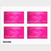 Sticker Rectangulaire Argent rose avec initiales de Parties scintillant (Feuille)