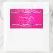 Sticker Rectangulaire Argent rose avec initiales de Parties scintillant (Sac)