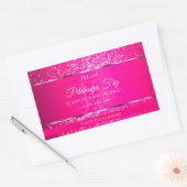 Sticker Rectangulaire Argent rose avec initiales de Parties scintillant (Enveloppe)