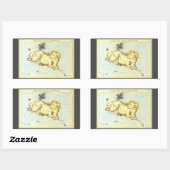 Sticker Rectangulaire Aries Ram, Constellation Vintage, Miroir d'Uranie (Feuille)