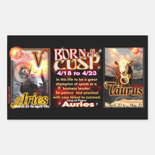 Sticker Rectangulaire Aries Taurus zodiac Cusp par valxart (Devant)