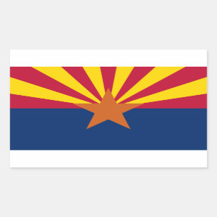 Sticker Rectangulaire Arizona Drapeau : Réglage de Star Sun, État du cui